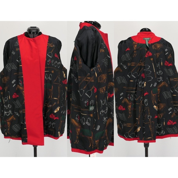 NEW! VTG Ralph Lauren Equestrian Riding Barn Coat Women's 1X Red Cotton Corduroy - Picture 10 of 15